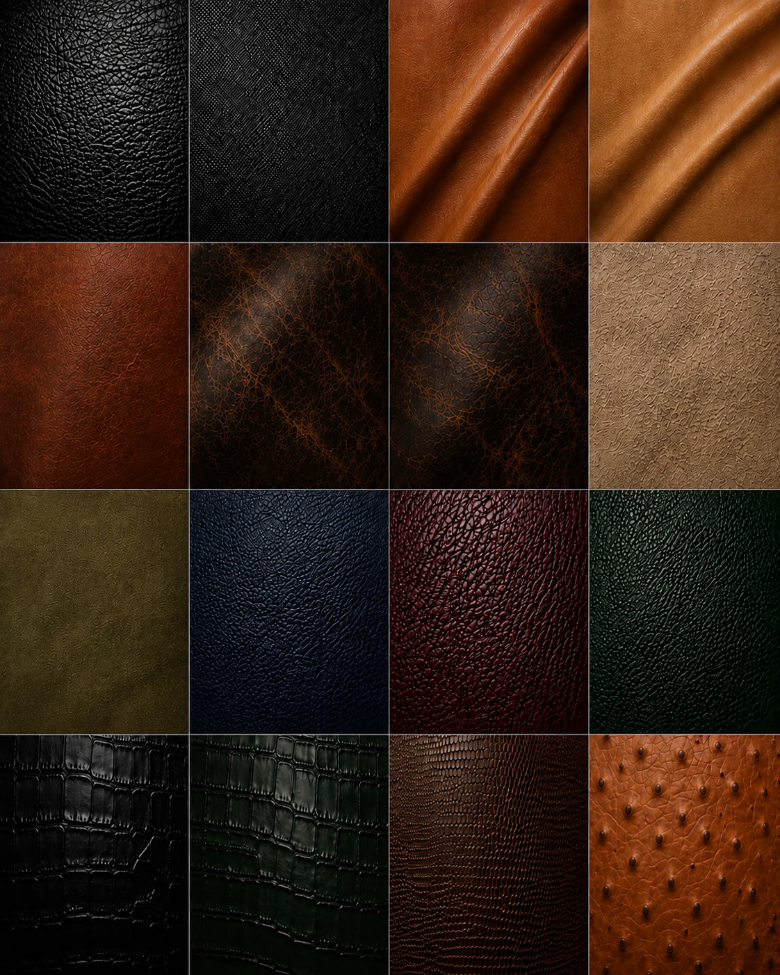 Leather textures and finishes